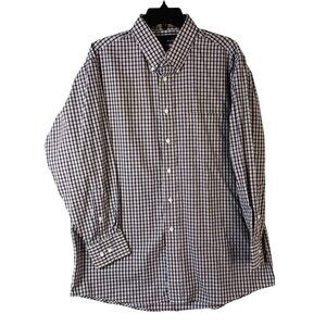 Bill Blass Dress Shirt 16.5 32/33 Blue Check Button Down Long Sleeve